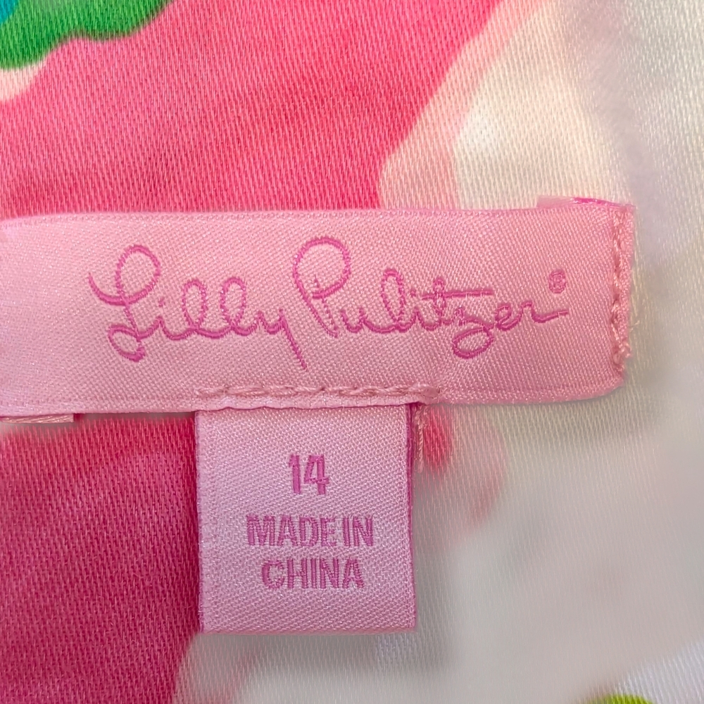 Lilly Pulitzer Pink and White "It Can Be Arranged" Girls Floral Dress, Size 14 - Picture 3 of 12